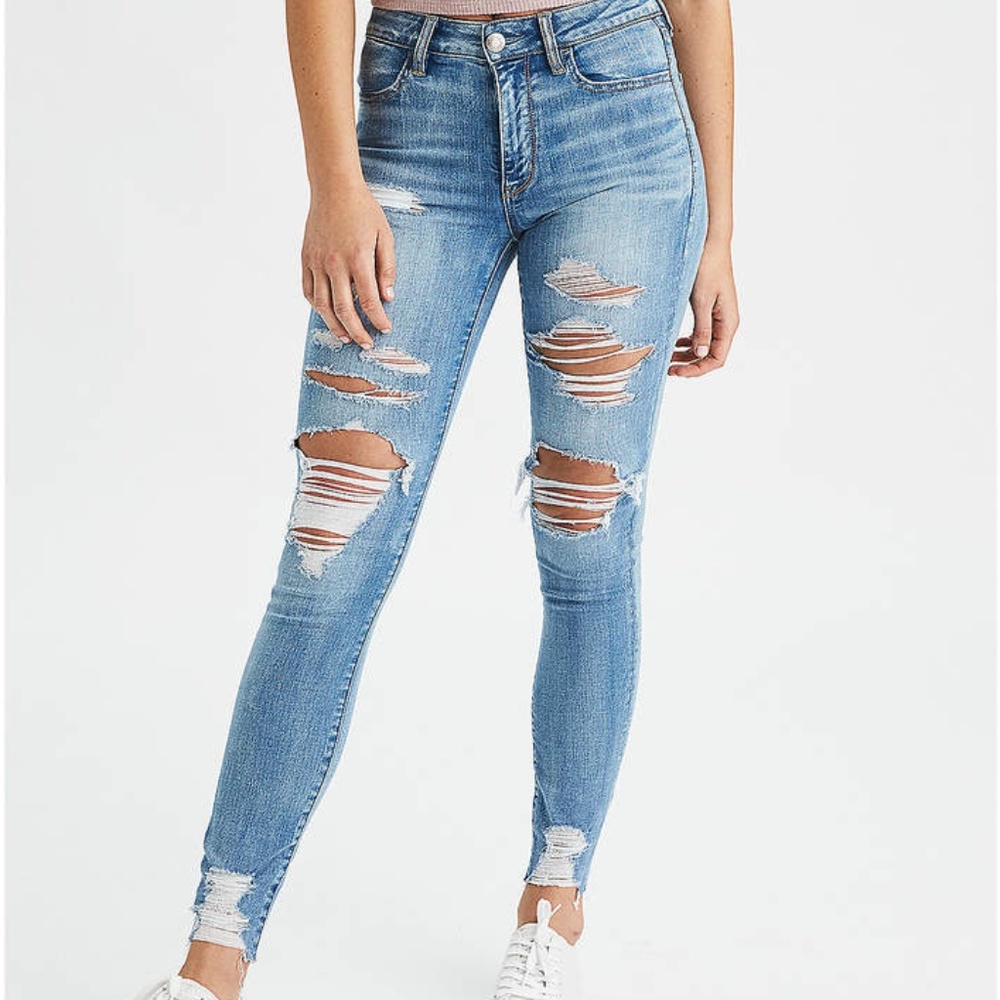 AE Super Super Stretch Hi-Rise Distressed Jegging